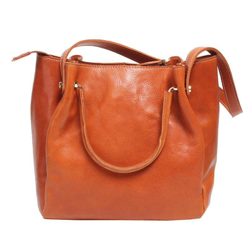 Fashion Soft Womens Tan Leather Handbag Tote Bag Brown Women's Satchel