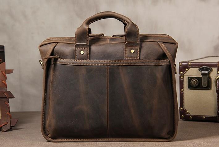 Vintage Leather Mens Coffee Briefcase Shoulder Bag Work Bag Laptop Bag