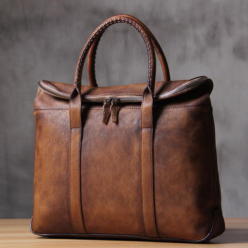 Cool Mens Leather Handbag Briefcase Handmade Vintage Work Bag Business