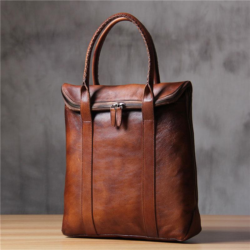 Cool Mens Leather Handbag Briefcase Handmade Vintage Work Bag Business