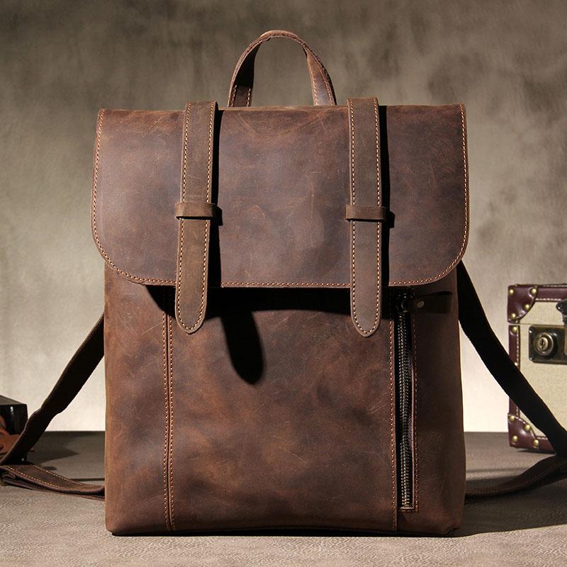 Vintage Leather Mens Travel Backpack Bag Work Backpack for Men