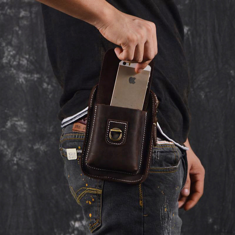 Vintage Leather Cigarette Case Belt Pouch for Men Waist Bag BELT BAG F