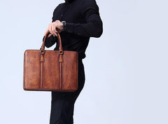Vintage Cool Leather Mens Briefcase Work Bag Business Bags Laptop Bag