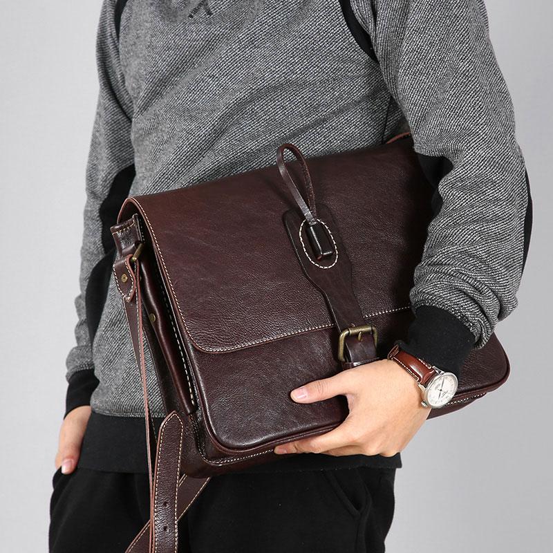 Cool Leather Mens Shoulder Bag Messenger Bag Bike Bag Cycling Bag for