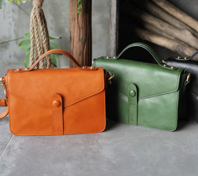 Green Womens Leather Satchel Side Bag Handbag Womens Leather Satchel S