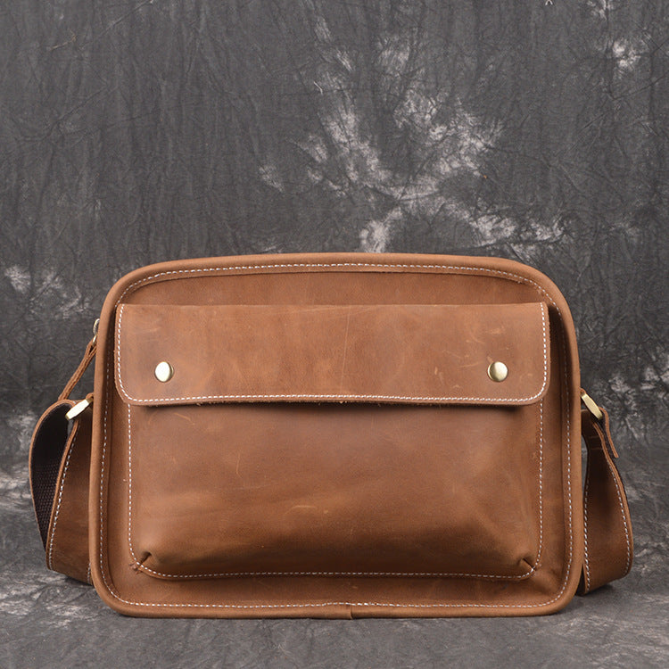 Cool Leather Small Messenger Bag Vintage Small Shoulder Bag For Men