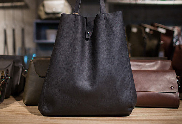 Handmade Leather vintage Big Large tote bag coffee black for women lea ...