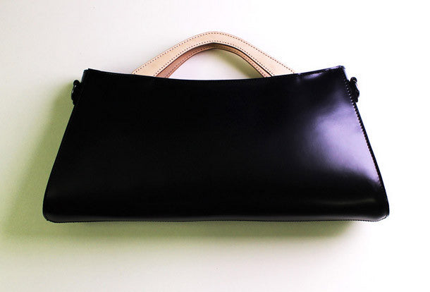 Handmade Leather Long handbag shoulder bag black for women leather cro