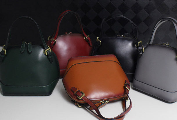 Leather handbag shoulder bag yellow brown black red gray for women lea