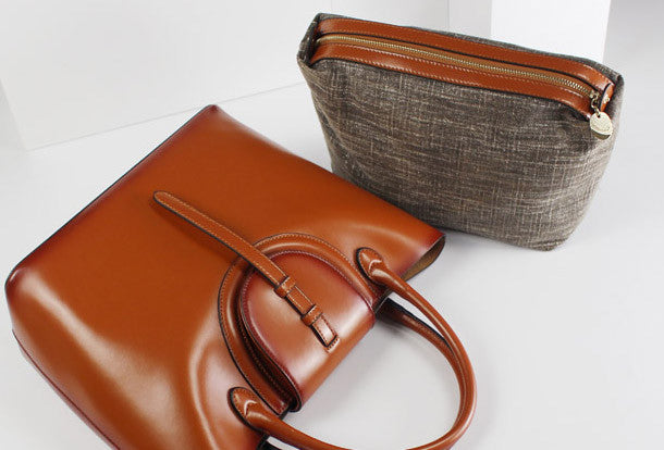 Leather handbag shoulder bag brown black Gray Red for women leather cr