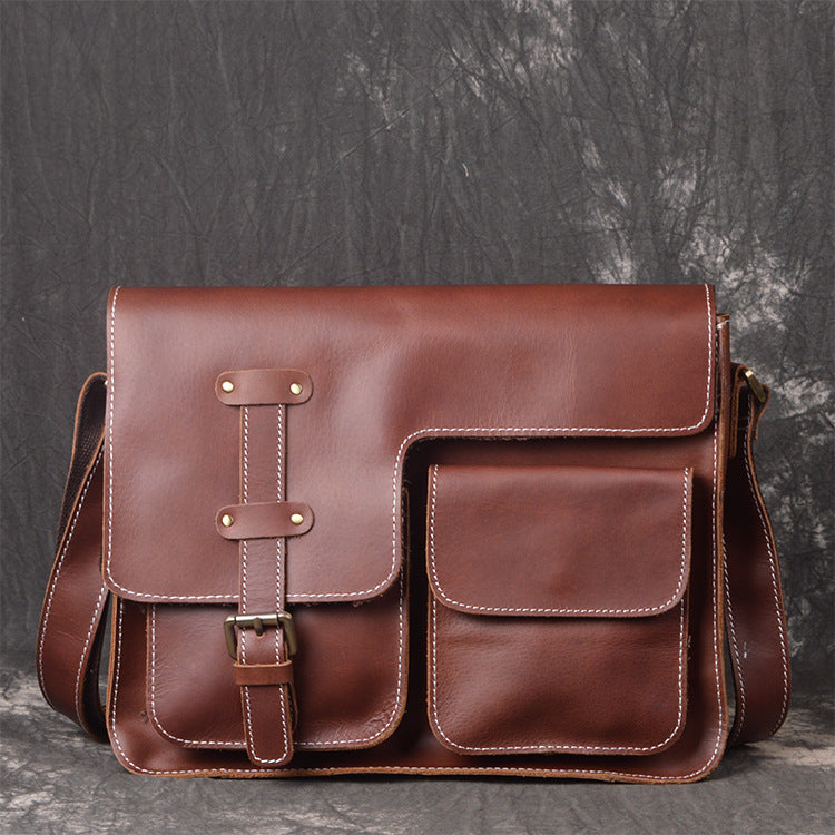 personalized leather messenger bag for men