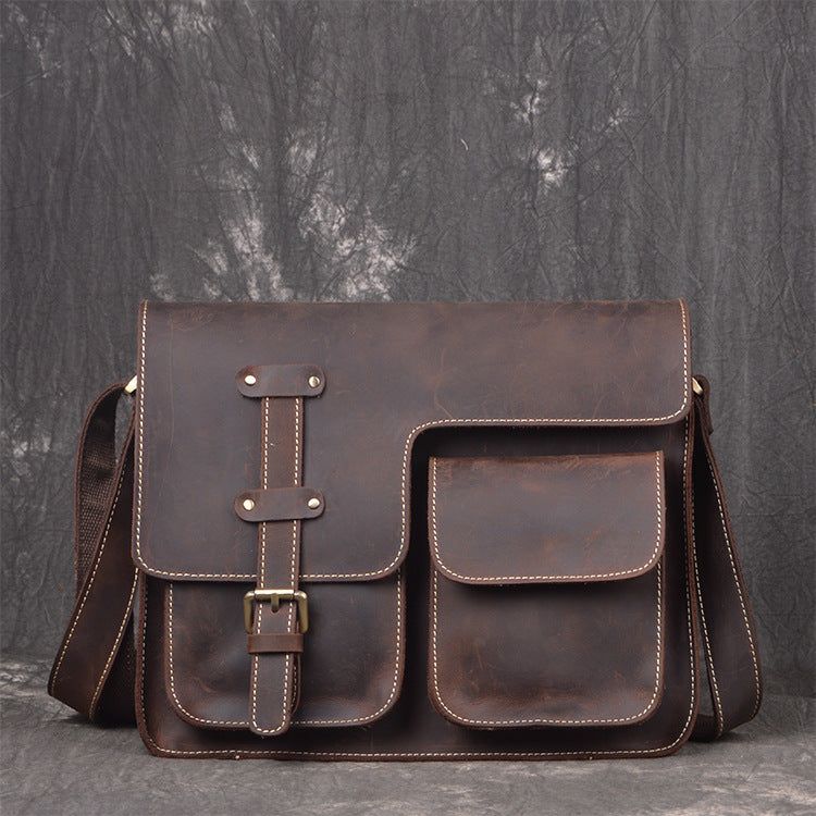 Handmade leather men messenger large vintage shoulder bag for men