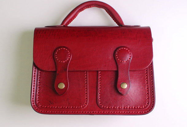 Handmade Leather satchel bag shoulder bag brown black for women leathe