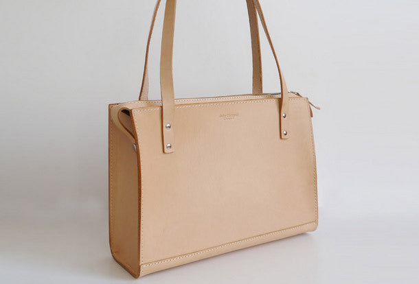 Handmade Leather handbag shoulder bag beige for women leather shoulder