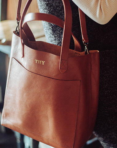 Vintage Brown Leather Arm Bag Tote Shopper - Yourgreatfinds