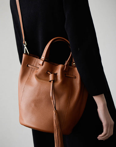 leather bucket bag purse