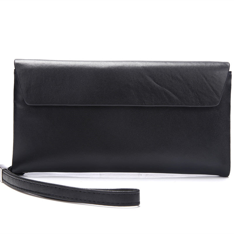 LEATHER Long Wallet for MEN Black Clutch Wristlet Bag FOR MEN