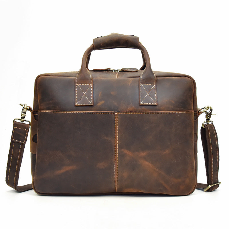 Leather Men Vintage Briefcase Handbag Shoulder Bag Work Bag For Men