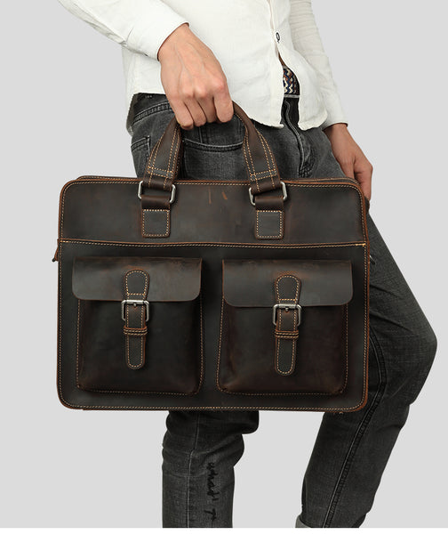 Leather Vintage Mens Briefcase Lawyer Briefcases Laptop Briefcase Busi