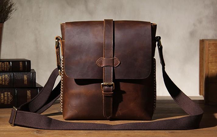 wood and leather mens messenger bag