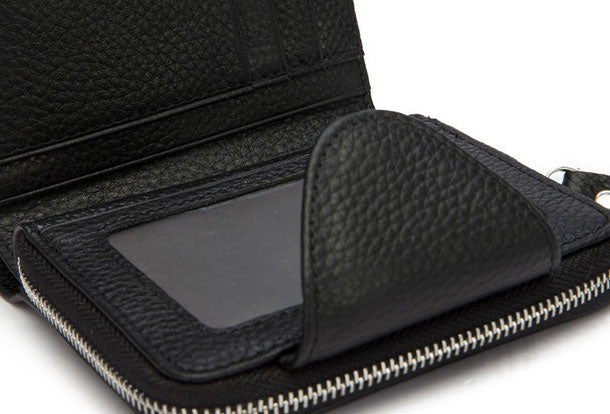 Leather Mens Wallet billfold Zipper Bifold Wallet Vintage Wallet for M