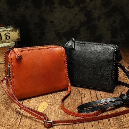 Brown SMall Leather Womens Small Shoulder Bag Small Black Leather Side