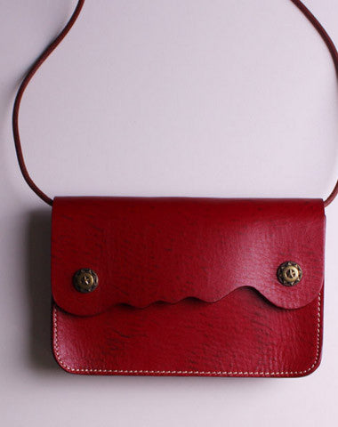 Handmade Leather small purse bag shoulder bag red dark green for women