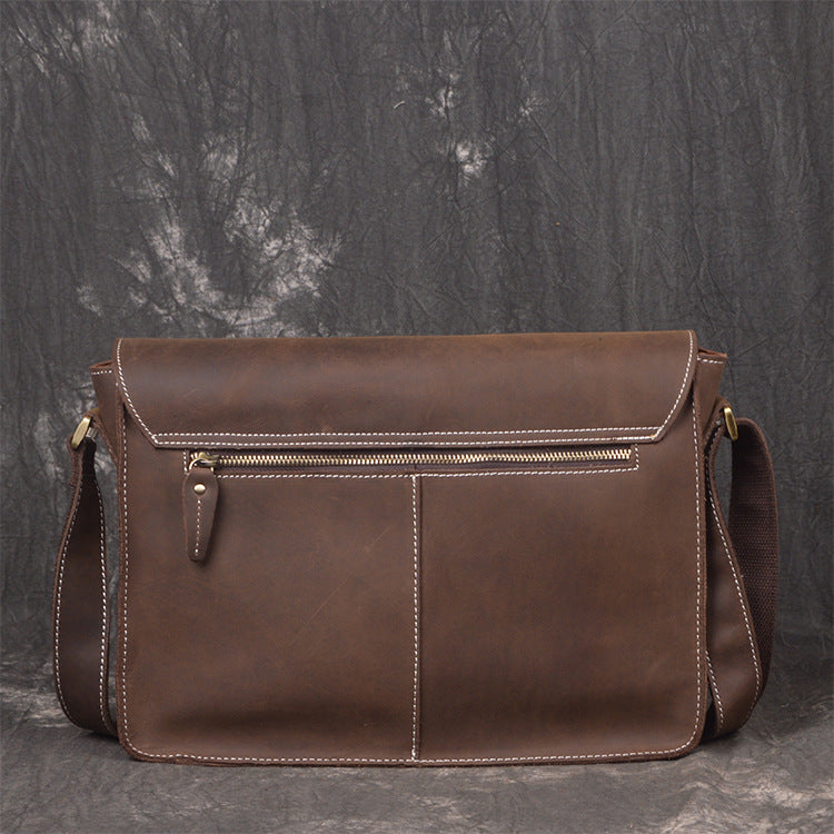 Men Leather Messenger Bag Cool Vintage Crossbody Bag Shoulder Bag for