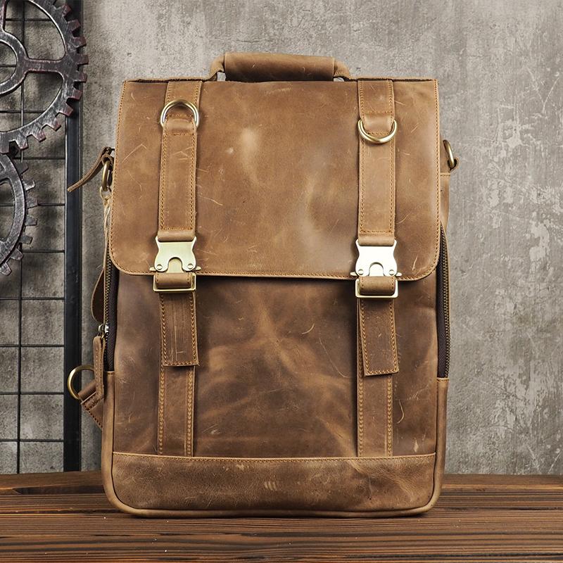 leather laptop backpack mens