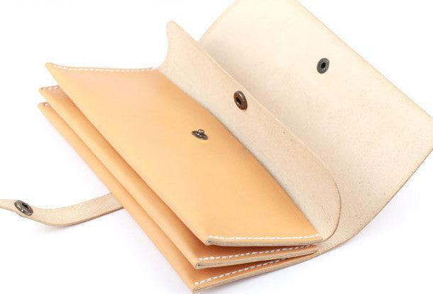 Handmade yellow modern minimalist leather phone clutch long wallet for