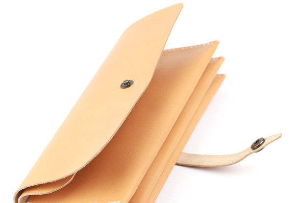 Handmade yellow modern minimalist leather phone clutch long wallet for