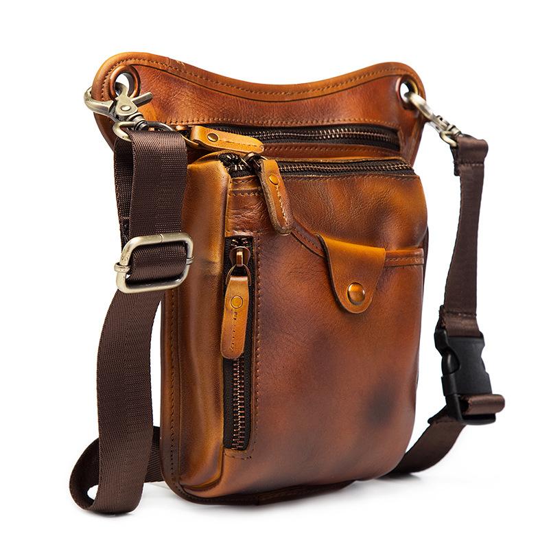 Cool Leather Men's Belt Pouch Waist Bag Small Side Bag Drop Leg Bag Fo
