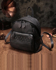 vintage black leather backpack