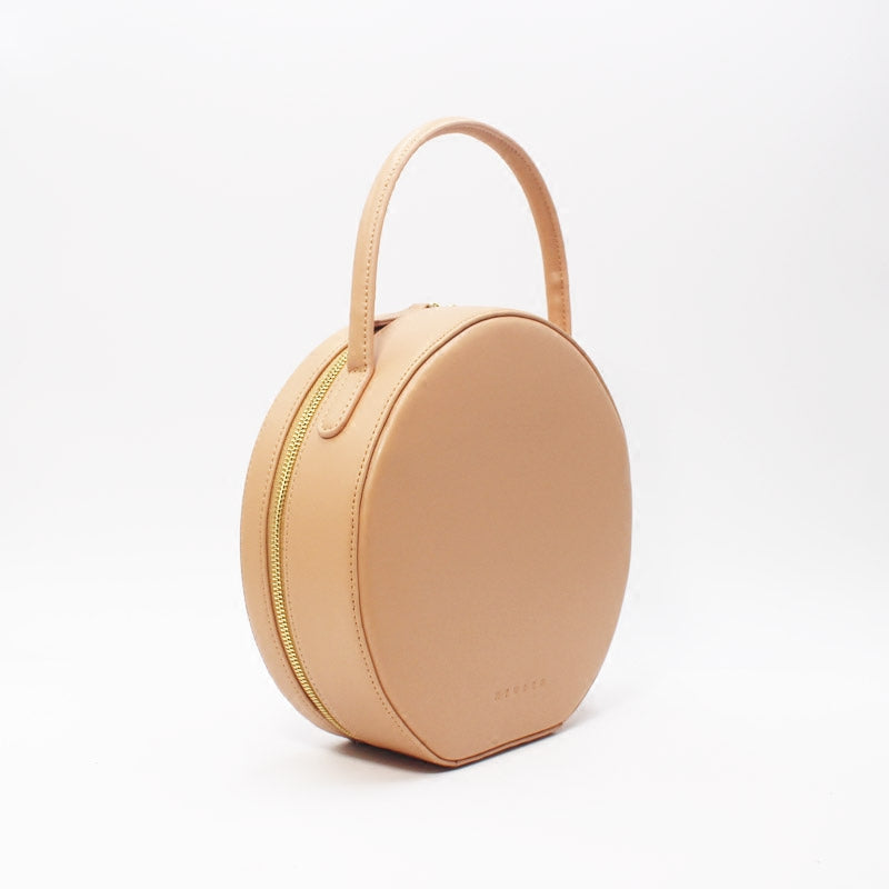 Black Leather circle Purse handbag bag for women leather purse shopper
