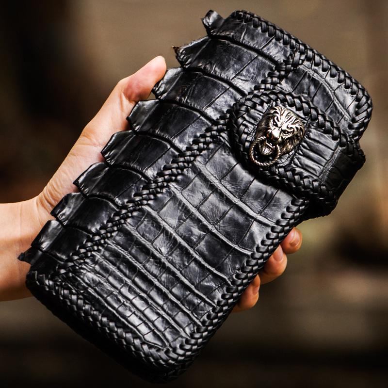 Handmade Leather Black Mens Chain Biker Wallet Cool Leather Wallet Lon