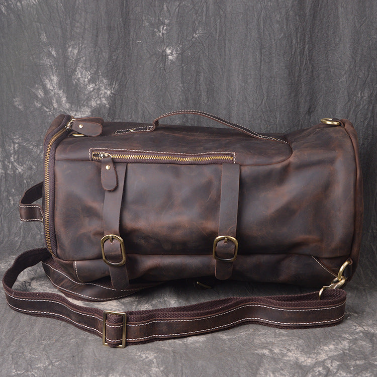 Cool Leather Mens Weekender Bag Vintage Coffee Leather Backpack for me