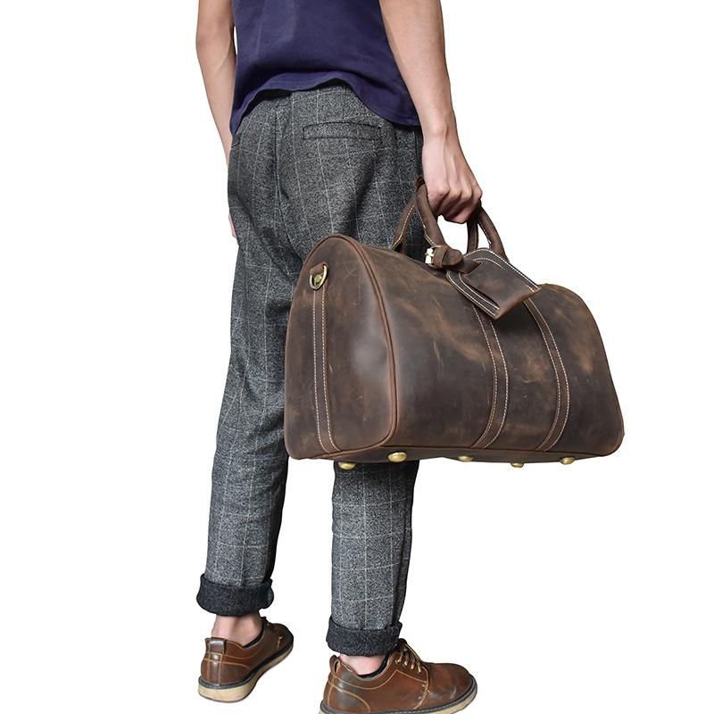 Cool Leather Mens Weekender Bag Travel Bags Duffle Bags Holdall Bags f
