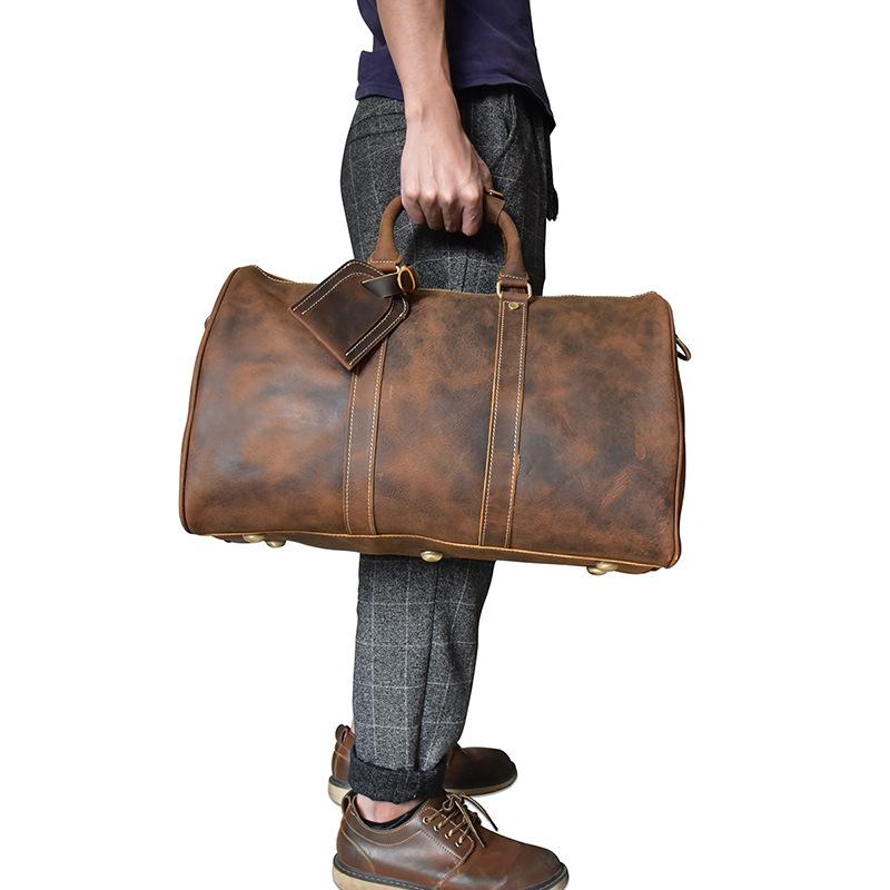 Cool Leather Mens Weekender Bag Travel Bags Duffle Bags Holdall Bags f