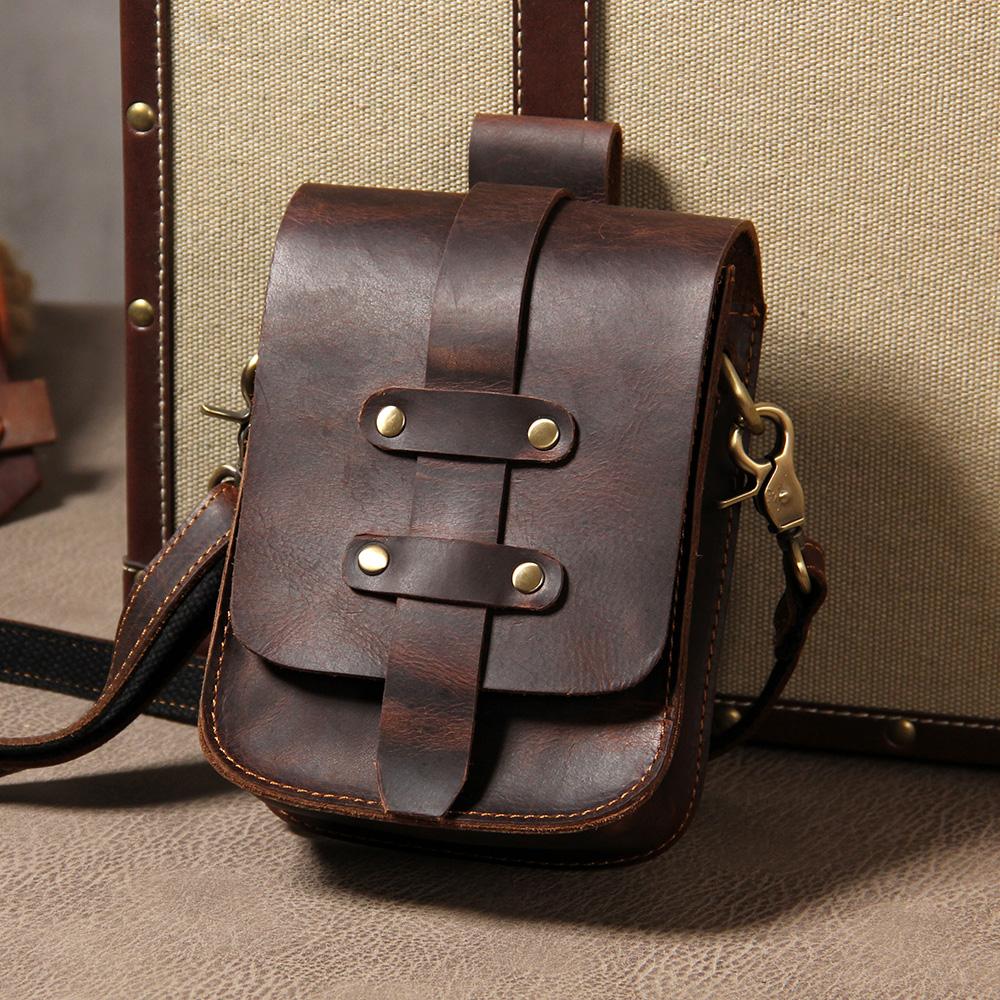 Leather Belt Pouch Mens Small Cases Waist Bag Belt Bags Shoulder Bag f