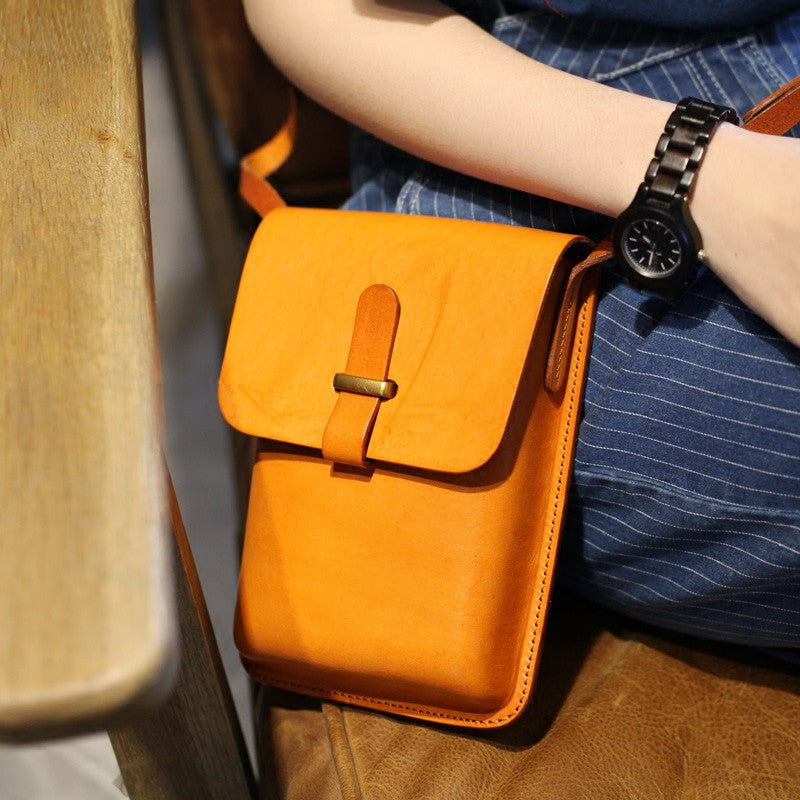 Handmade Leather vintage women phone purse leather shoulder bag crossb