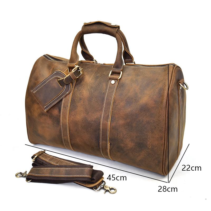 Cool Leather Mens Weekender Bag Travel Bags Duffle Bags Holdall Bags f