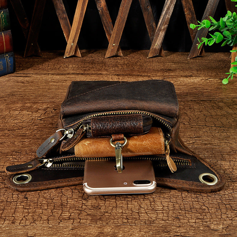 Leather Mens Small Belt Pouch Waist Bag BELT BAG Shoulder Bag For Men