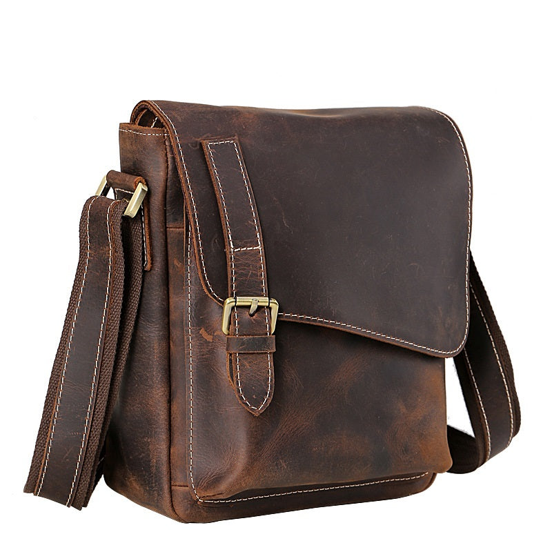 Leather Men Vintage Coffee Messenger Bag Shoulder Bag for Men