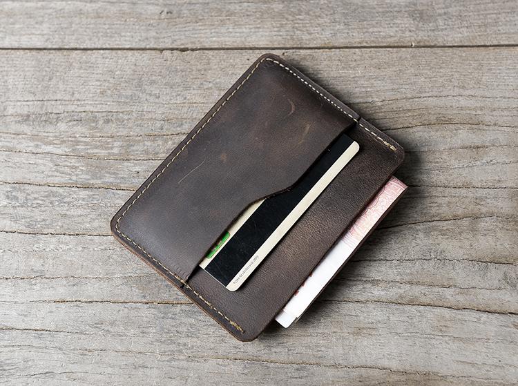 Handmade Leather Mens Cool billfold Wallet Card Holder Small Card Slim