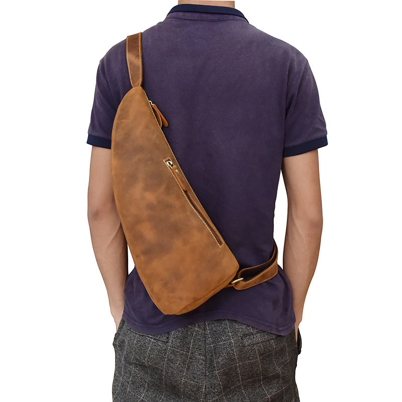 Cool Leather Sling Bag for Men Vintage Chest Crossbody Sling Bag For M