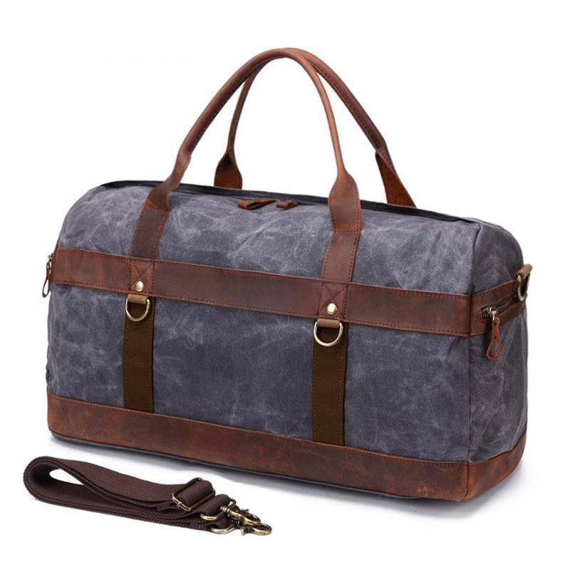 Mens Waxed Canvas Leather Weekender Bag Canvas Large Travel Bag for Me