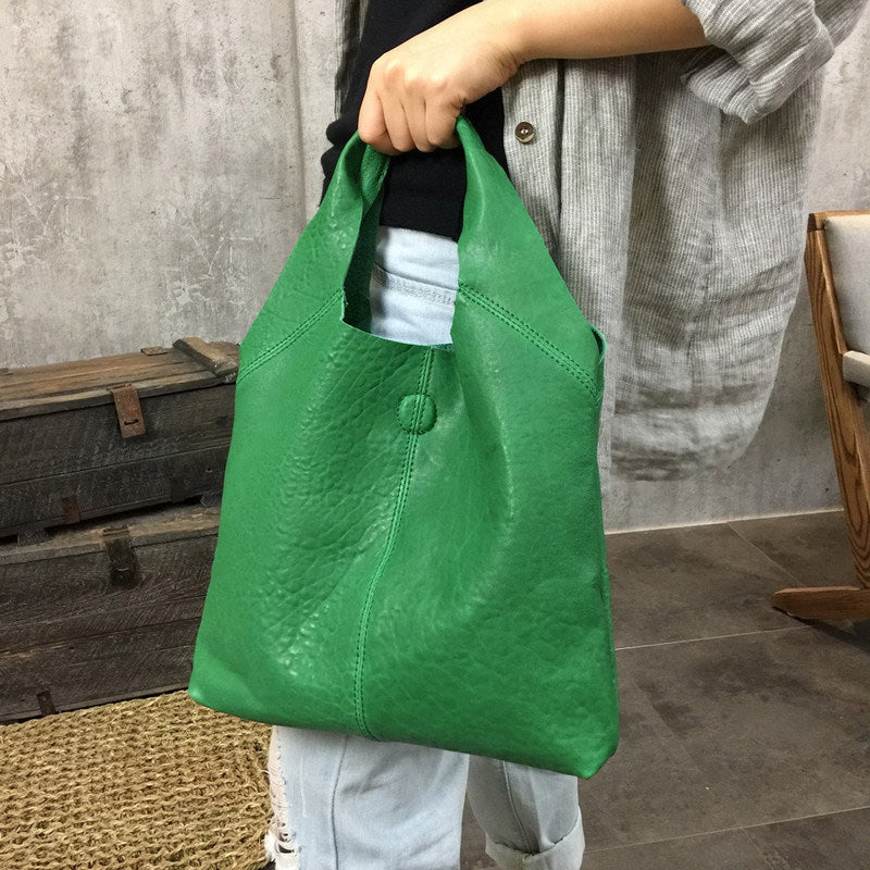 Handmade Genuine Leather Handbag Tote Bag Shopper Bag Shoulder Bag Pur