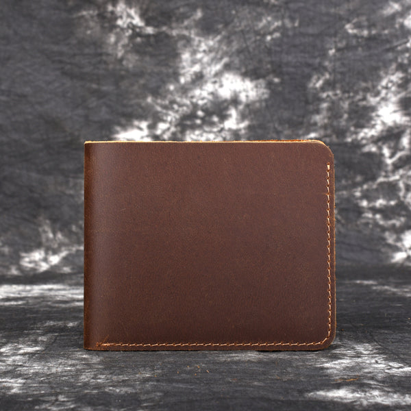 Handmade Genuine Leather Brown Mens Wallet Cool billfold Slim Bifold W