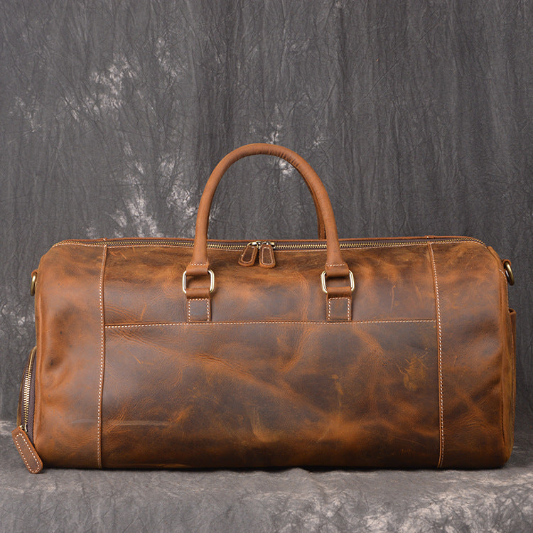 Men Leather Black Coffee Weekender Bag Vintage Travel Bag Duffle Bags