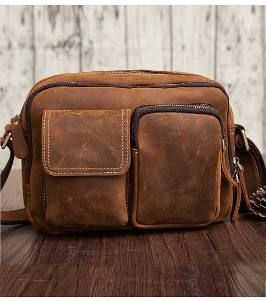 Vintage Cool Leather Mens Messenger Bags Shoulder Bag CrossBody Bags F